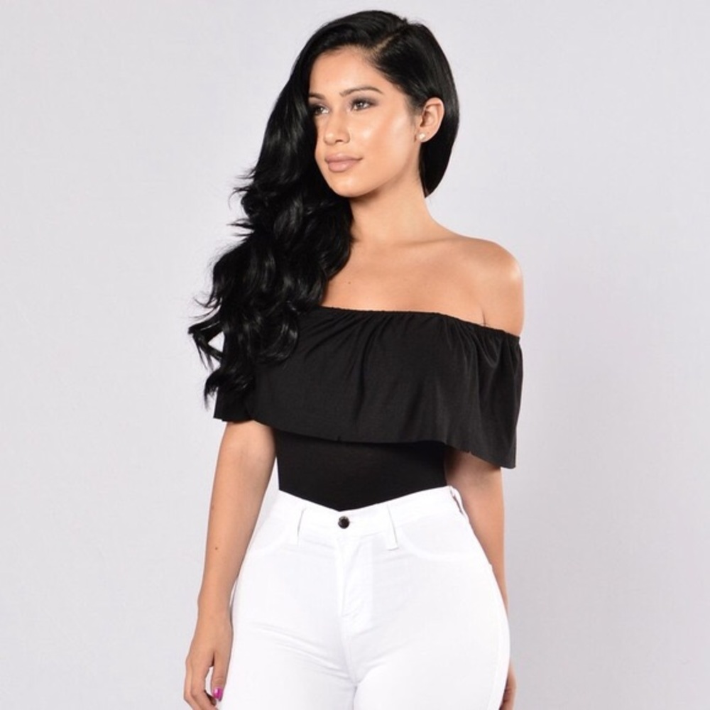 Fashion Nova Off-Shoulder Ruffle Bodysuit